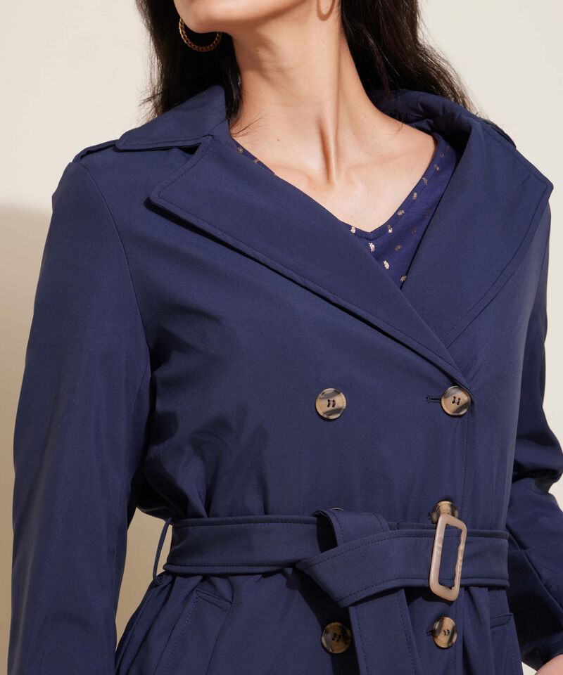 Chaqueta Trench Con Cinturon De Ajuste Manga Larga