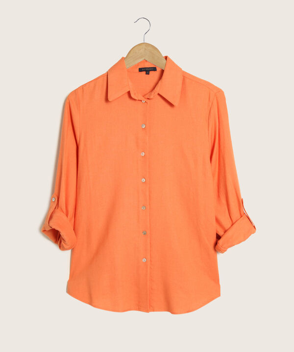 Camisa En Lino Manga Larga Con Charretera