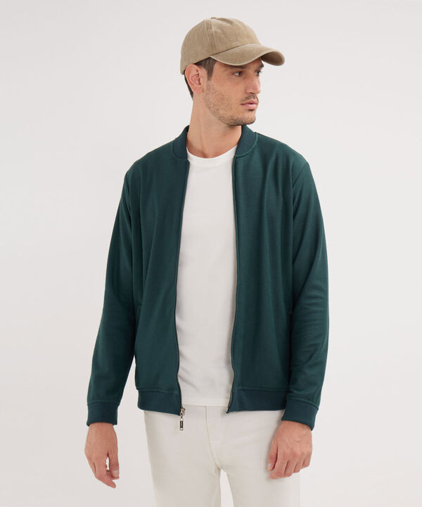 Buzo Bomber Tela Con Textura