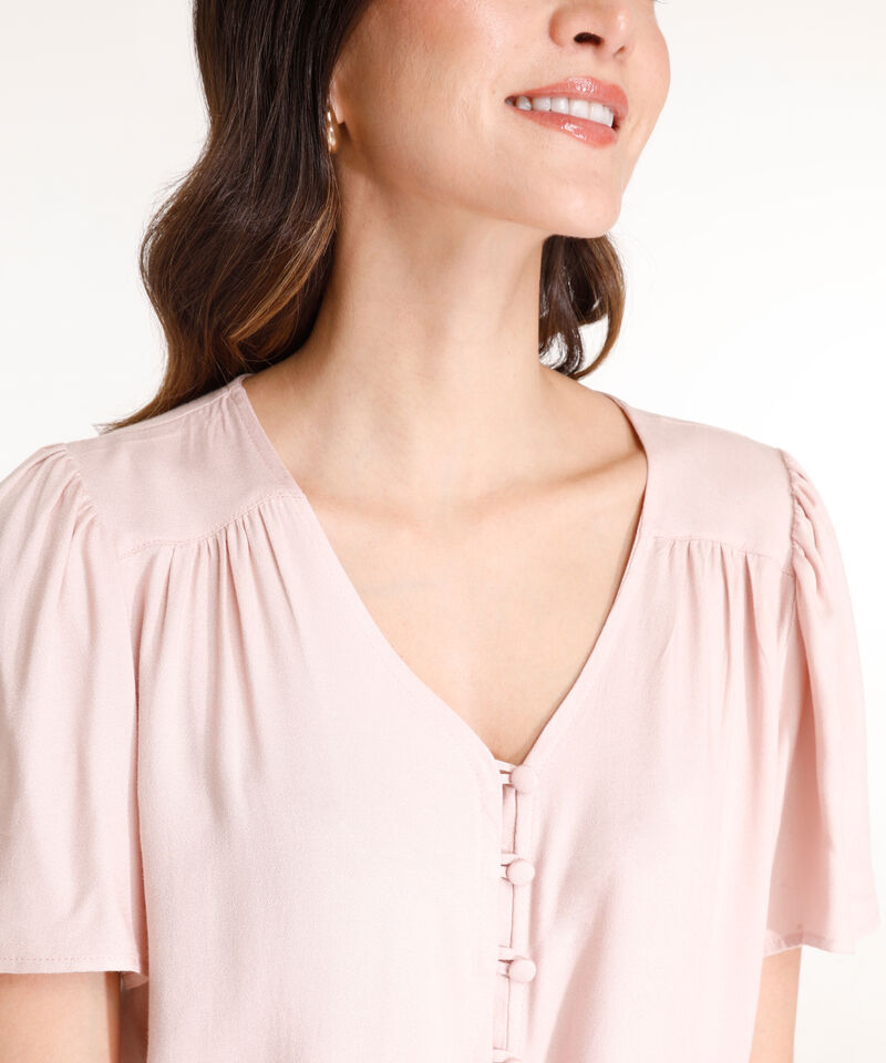 Blusa Manga Corta Con Botones Forrados