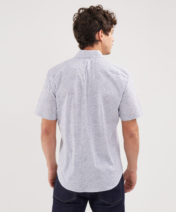 Camisa Estampada Manga Corta, Cuello Formal