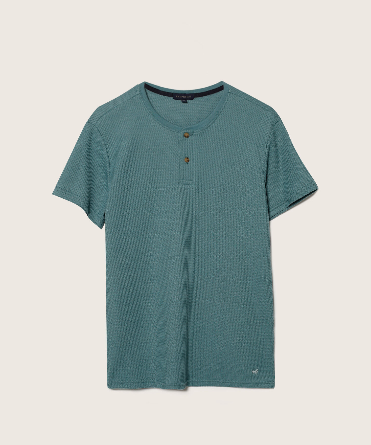 Camiseta Manga Corta Unicolor Cuello Henley