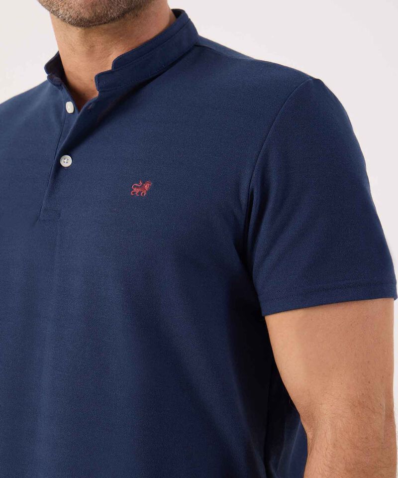 Polo Mao Unicolor Con Pestaña Unicolor  Sin Bolsillo Silueta Slim Fit