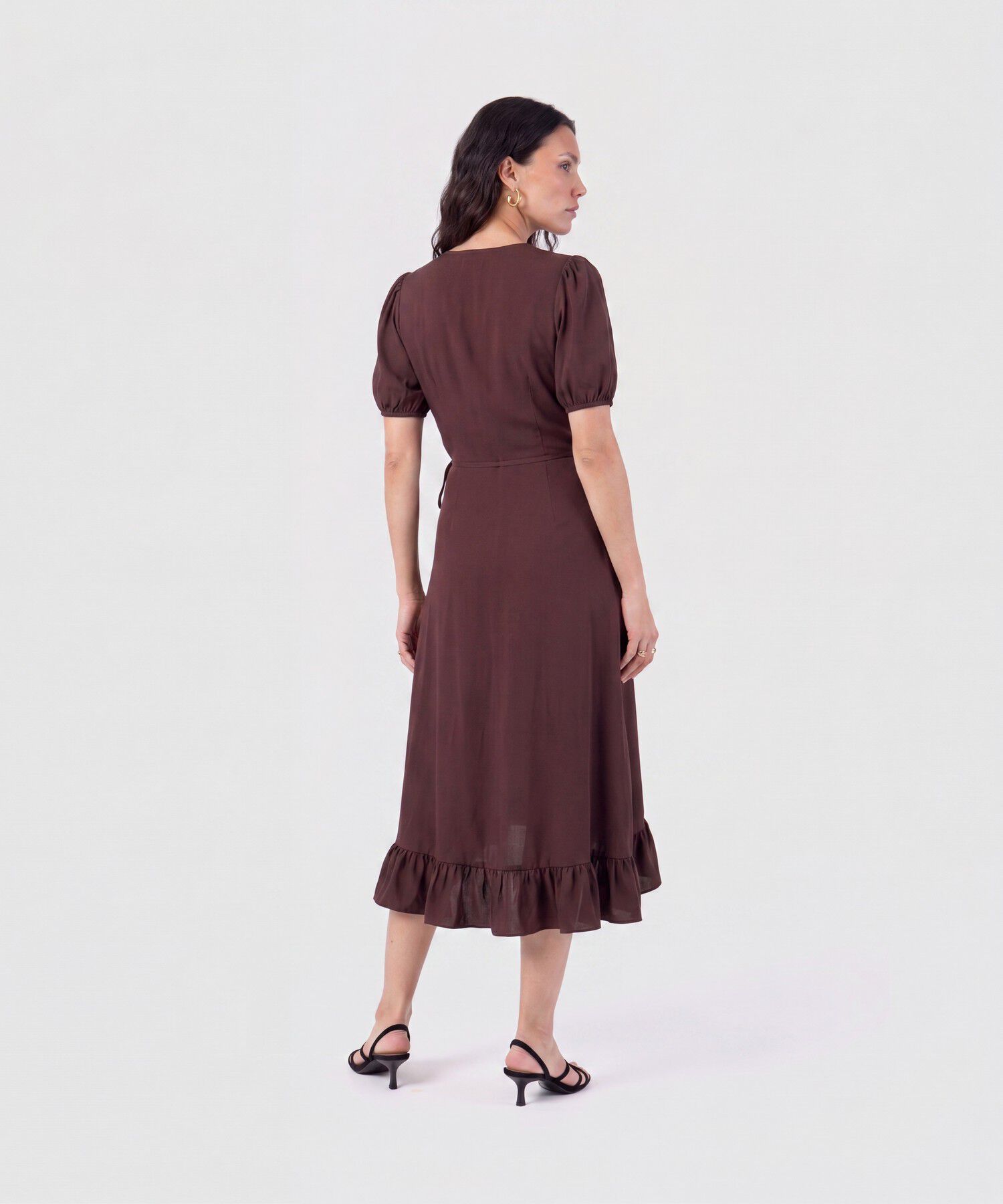 Vestido Cruzado Con Volantes Para Mujer