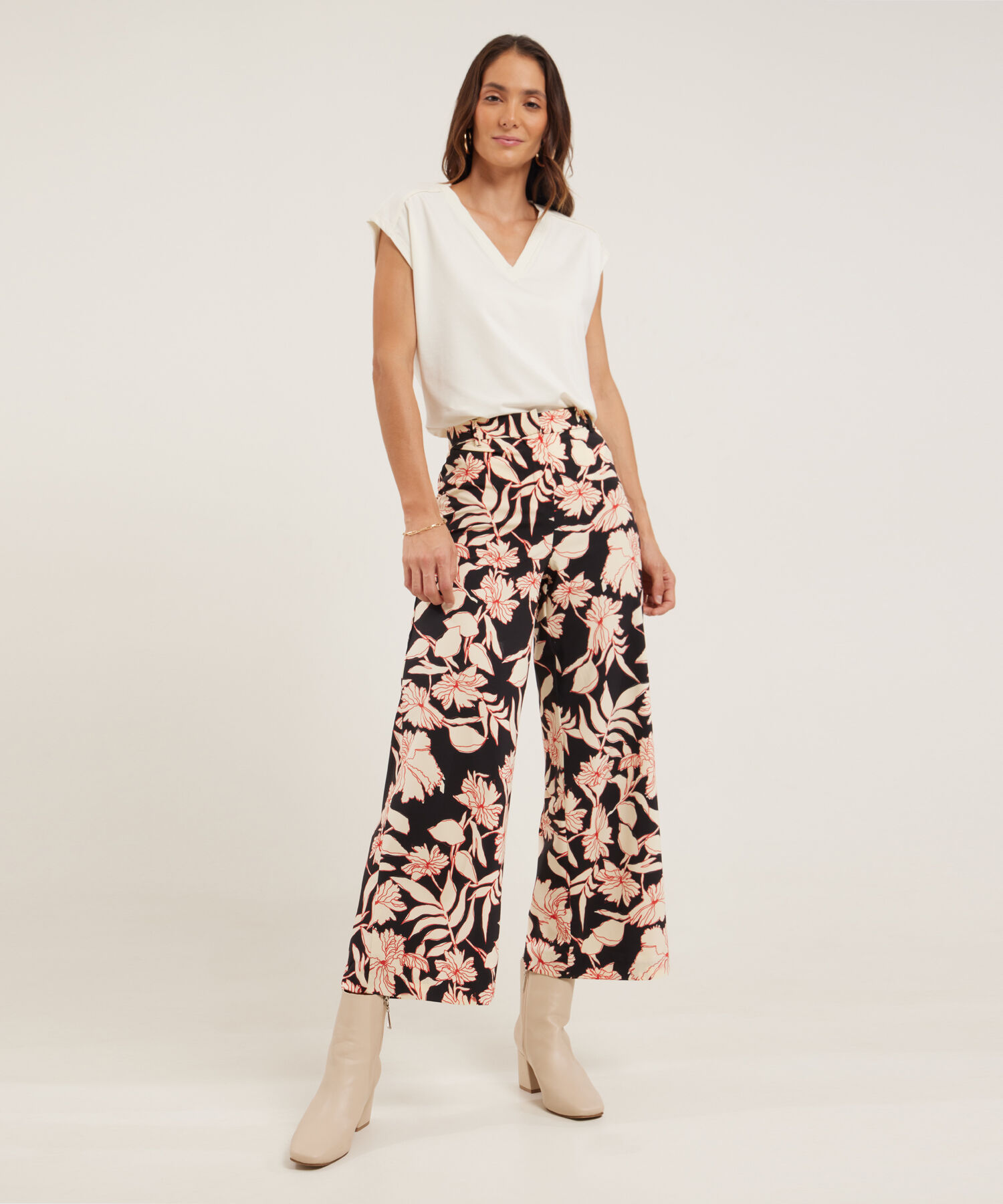 Pantalón Estampado Tipo Palazzo Con Resorte En Pretina Posterior, Serena
