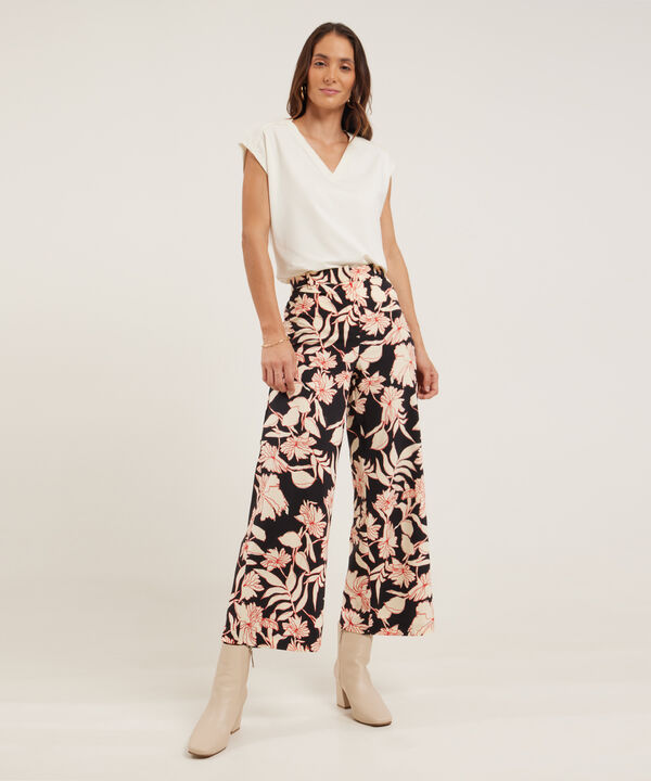 Pantalón Estampado Tipo Palazzo Con Resorte En Pretina Posterior, Serena image number null