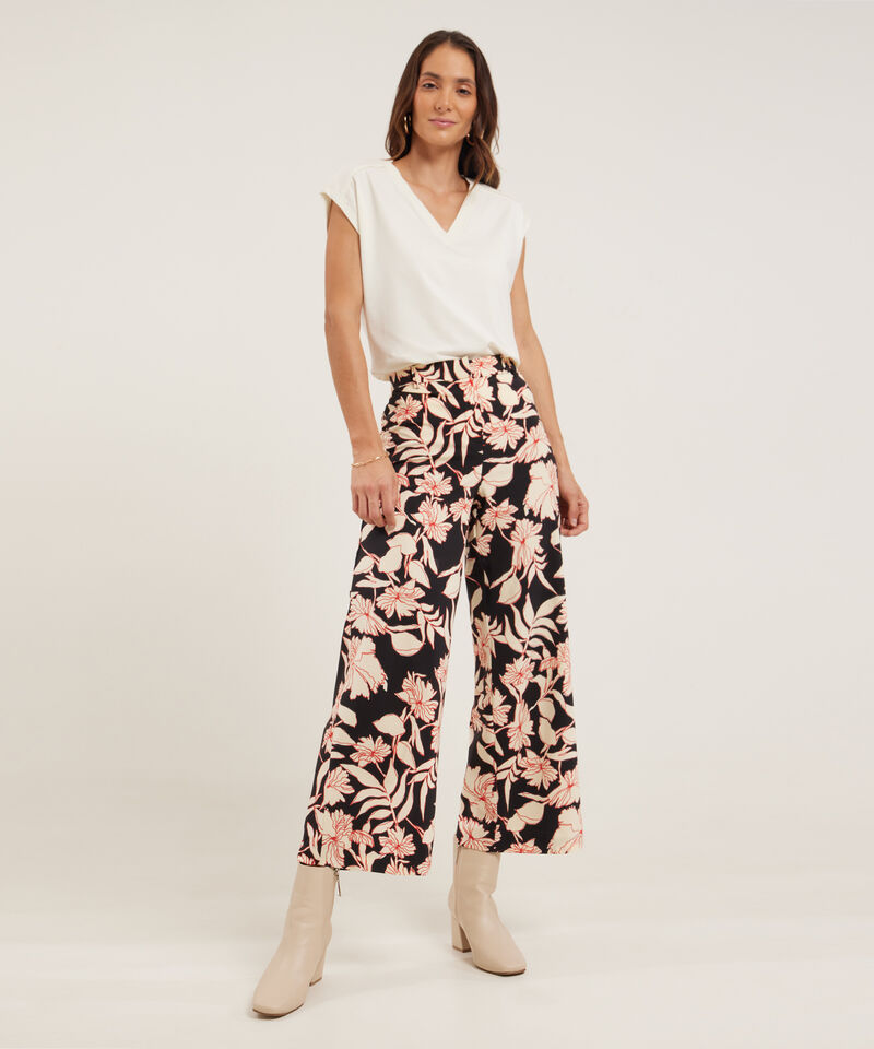 Pantalón Estampado Tipo Palazzo Con Resorte En Pretina Posterior, Serena