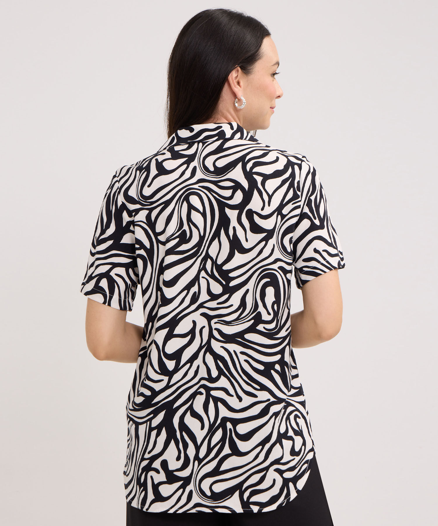Camisa Estampada, Manga Corta, Cuello Camisero