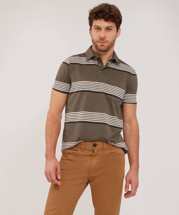 Polo Cuello Duro,  Textura, Regular Fit Con Bolsillo, Magia En El Caribe