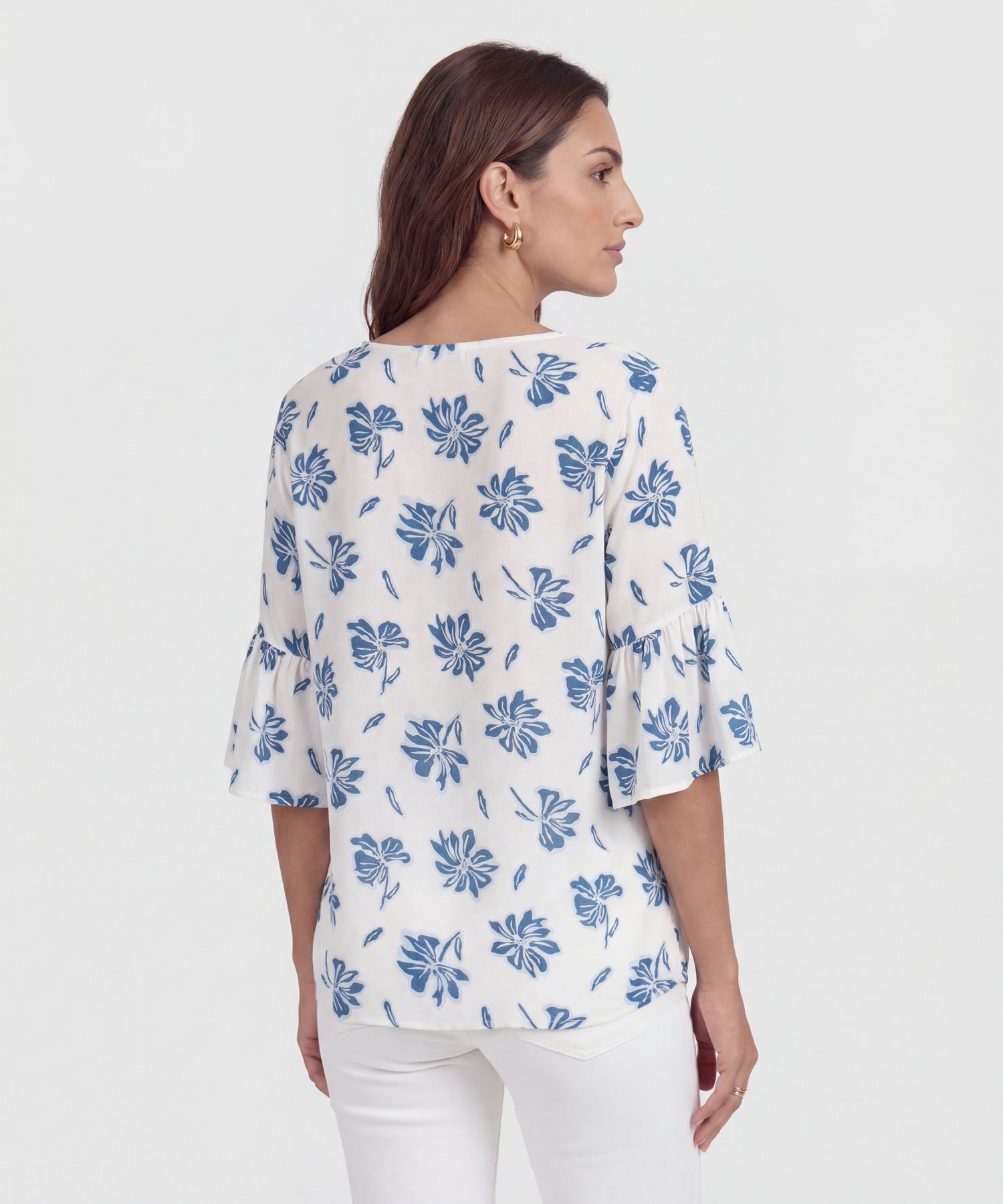 Blusa Estampada Con Escote En V 