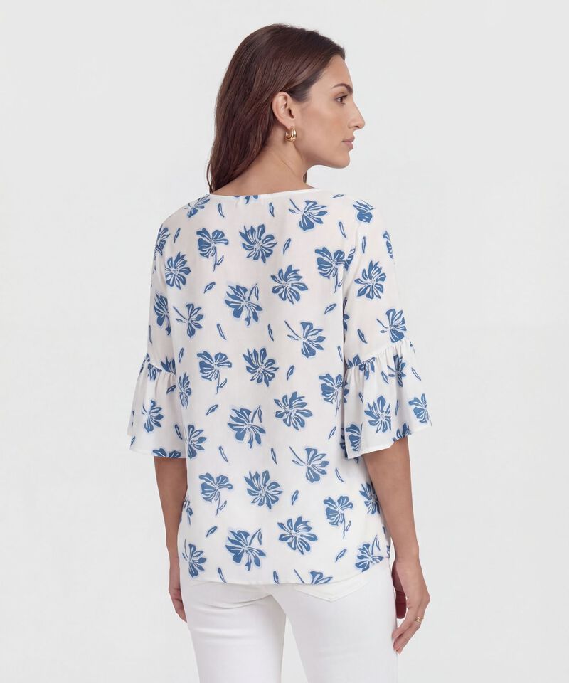 Blusa Estampada Con Escote En V 