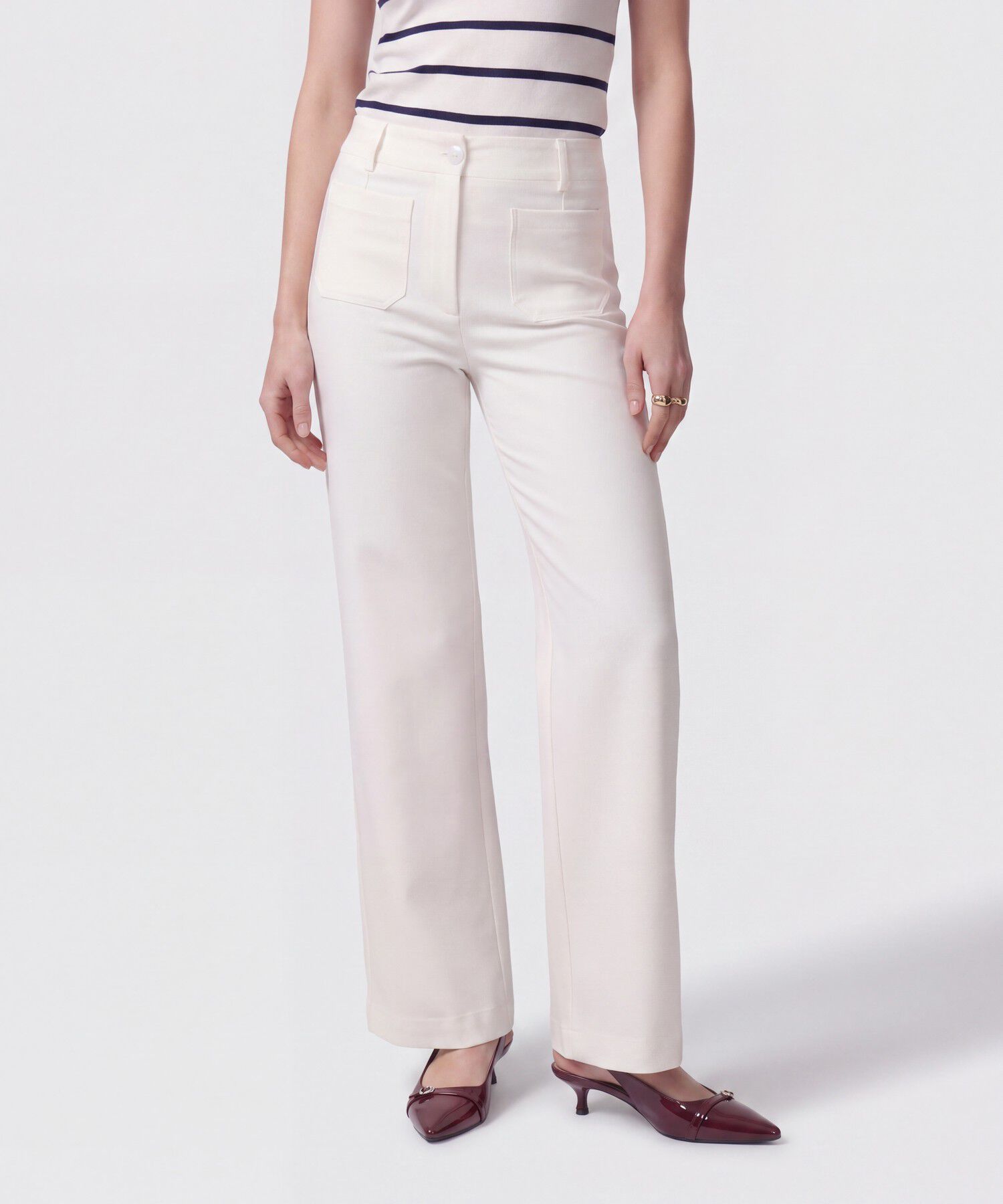 Pantal&oacute;n Recto Con Bolsillo Frontal Para Mujer