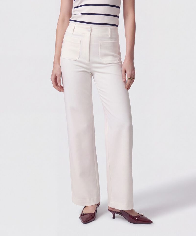 Pantal&oacute;n Recto Con Bolsillo Frontal Para Mujer