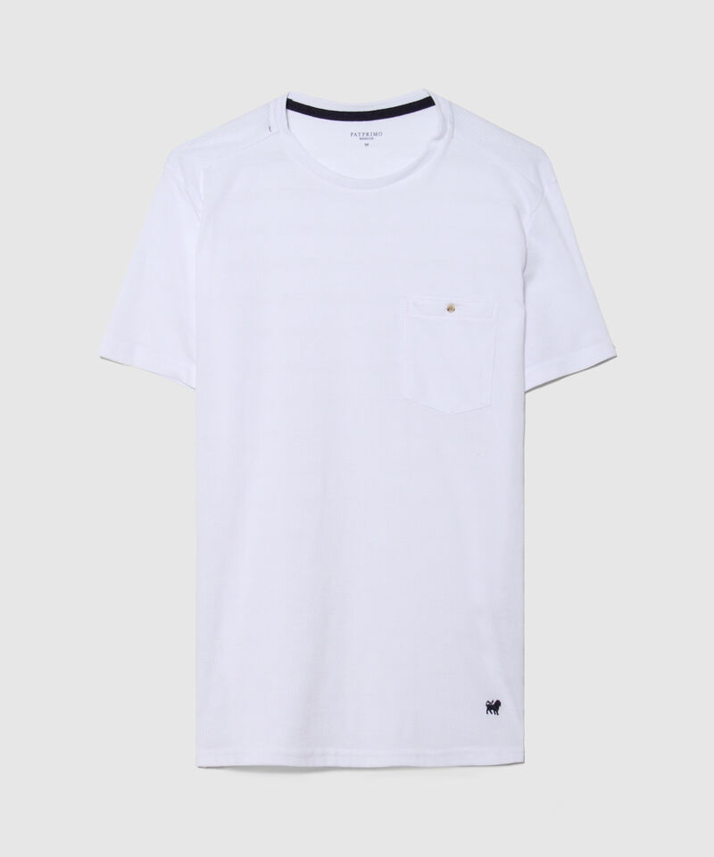 Camiseta Unicolor, Cuello Redondo Con Bolsillo De Parche