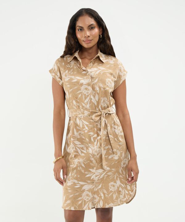 Vestido Camisero En Lino Para Mujer image number null