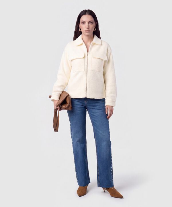 Chaqueta Unicolor Texturizada para Mujer