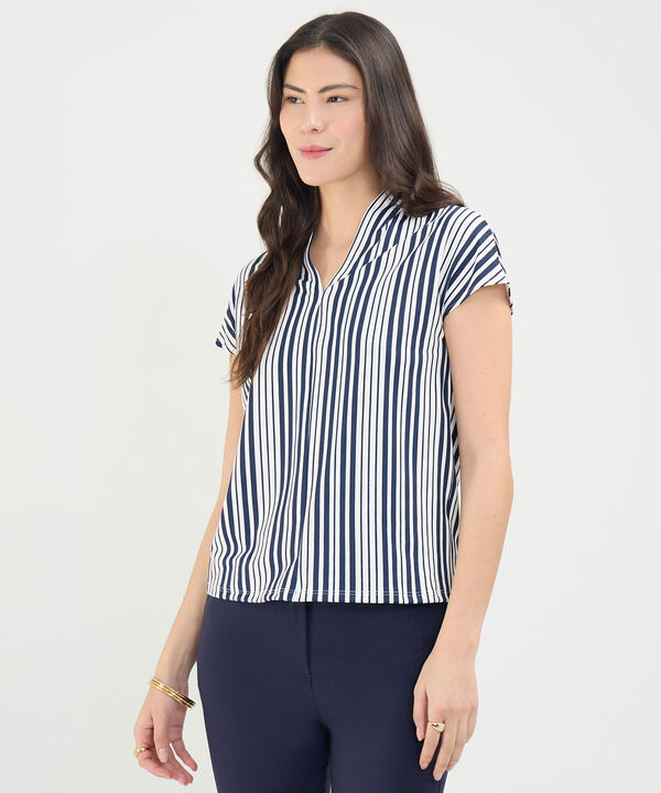Camiseta a Rayas Escote en V image number null