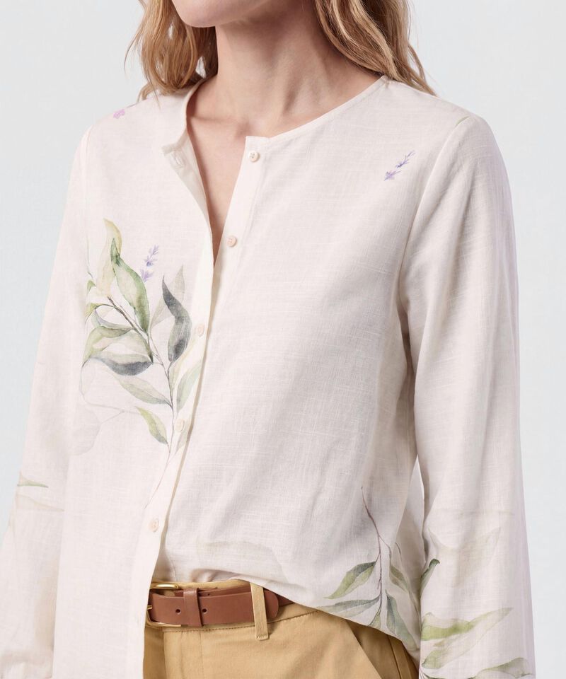 Blusa Con Cuello Redondo Y Manga Larga Mujer