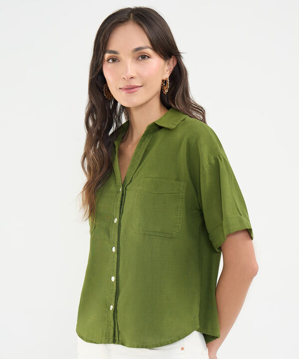 Camisa Resort en Efecto Lino image number null
