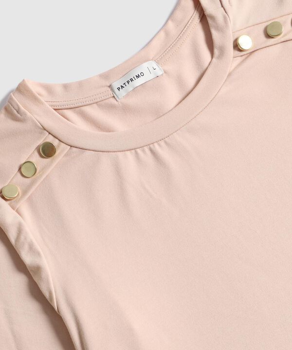 Camiseta Unicolor Con Botones En Hombros  image number null