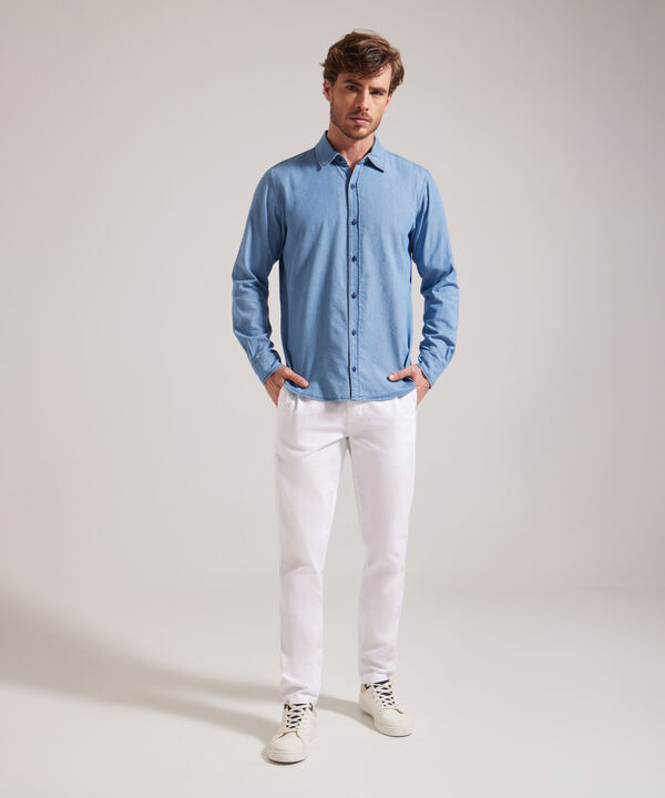 Camisa Regular Fit Tono Azul Medio Claro