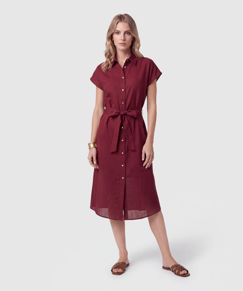 Vestido Camisero Con Cintur&oacute;n Para Mujer