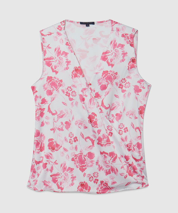 Blusa Con Cruce Frontal Estampado Rosa