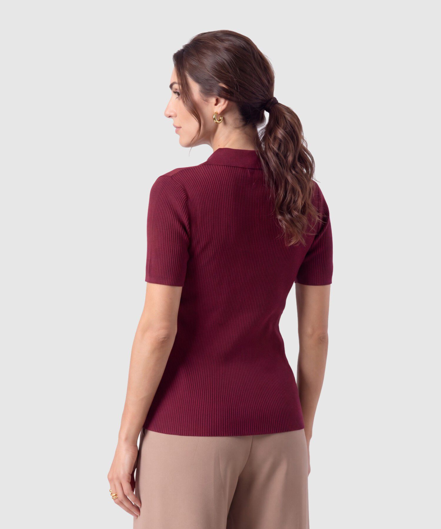 Polo Acanalada Para Mujer