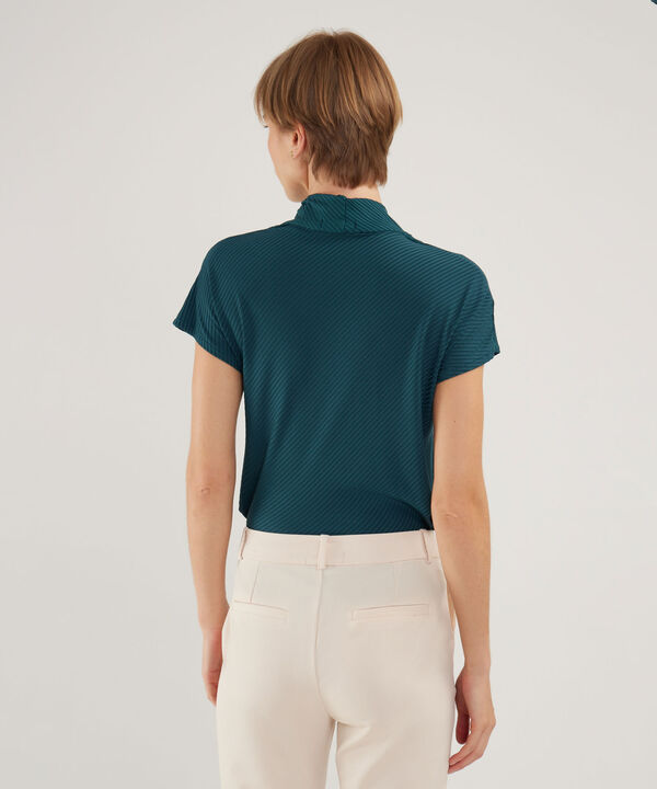 Camiseta Manga Corta Escote En V Unicolor En Rib