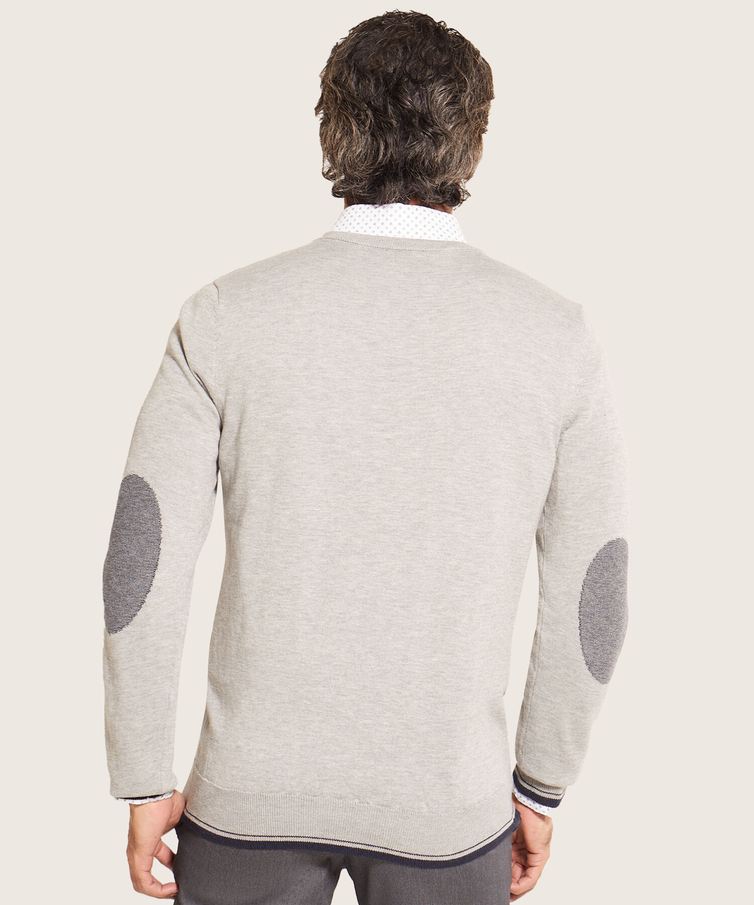 Saco Cuello V Con Coderas Tejidas