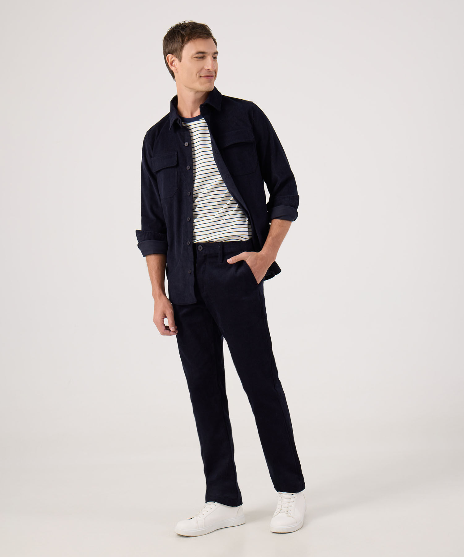 Pantalon Unicolor En Pana