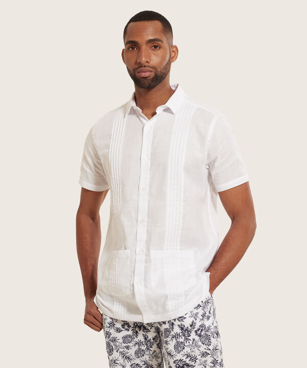 Camisa Guayabera Con Alforzas Y Bolsillos