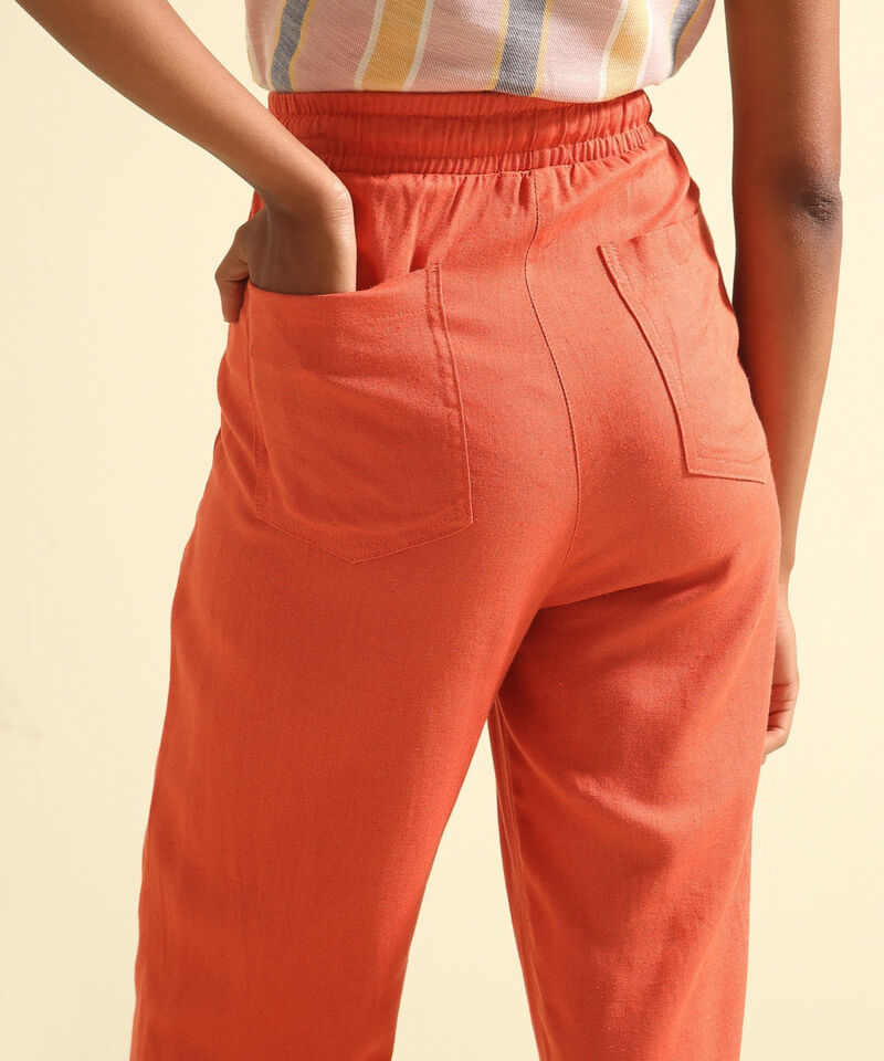 Pantal&oacute;n Pretina Resortada  En Lino Unicolor