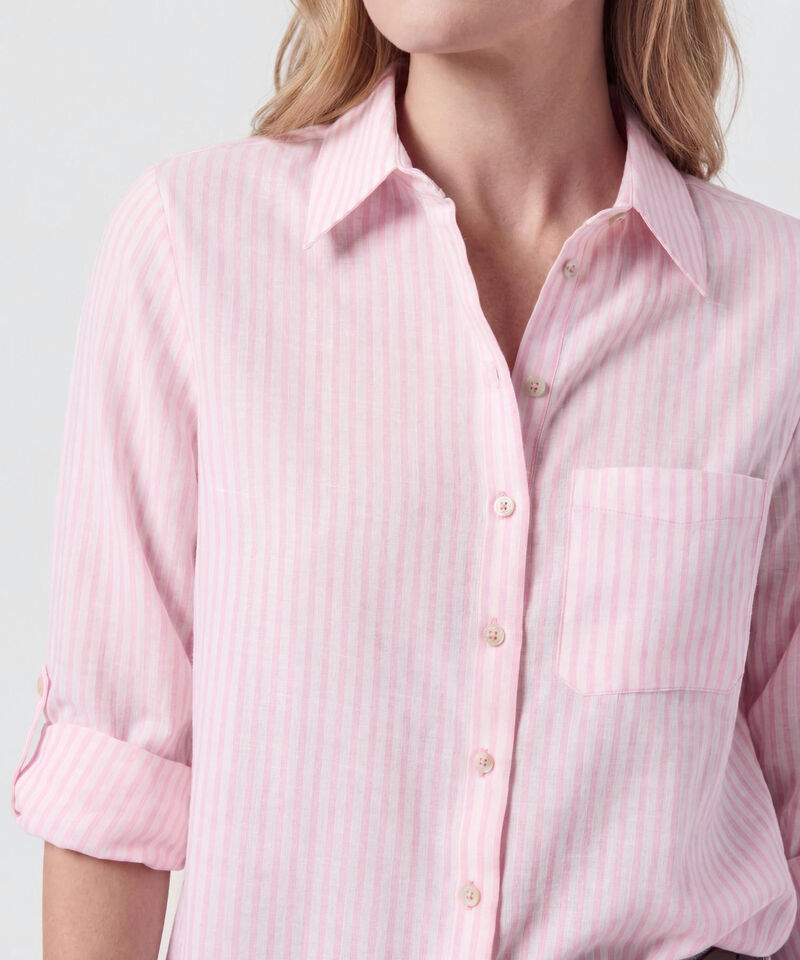 Camisa De Rayas Con Charretera Para Mujer