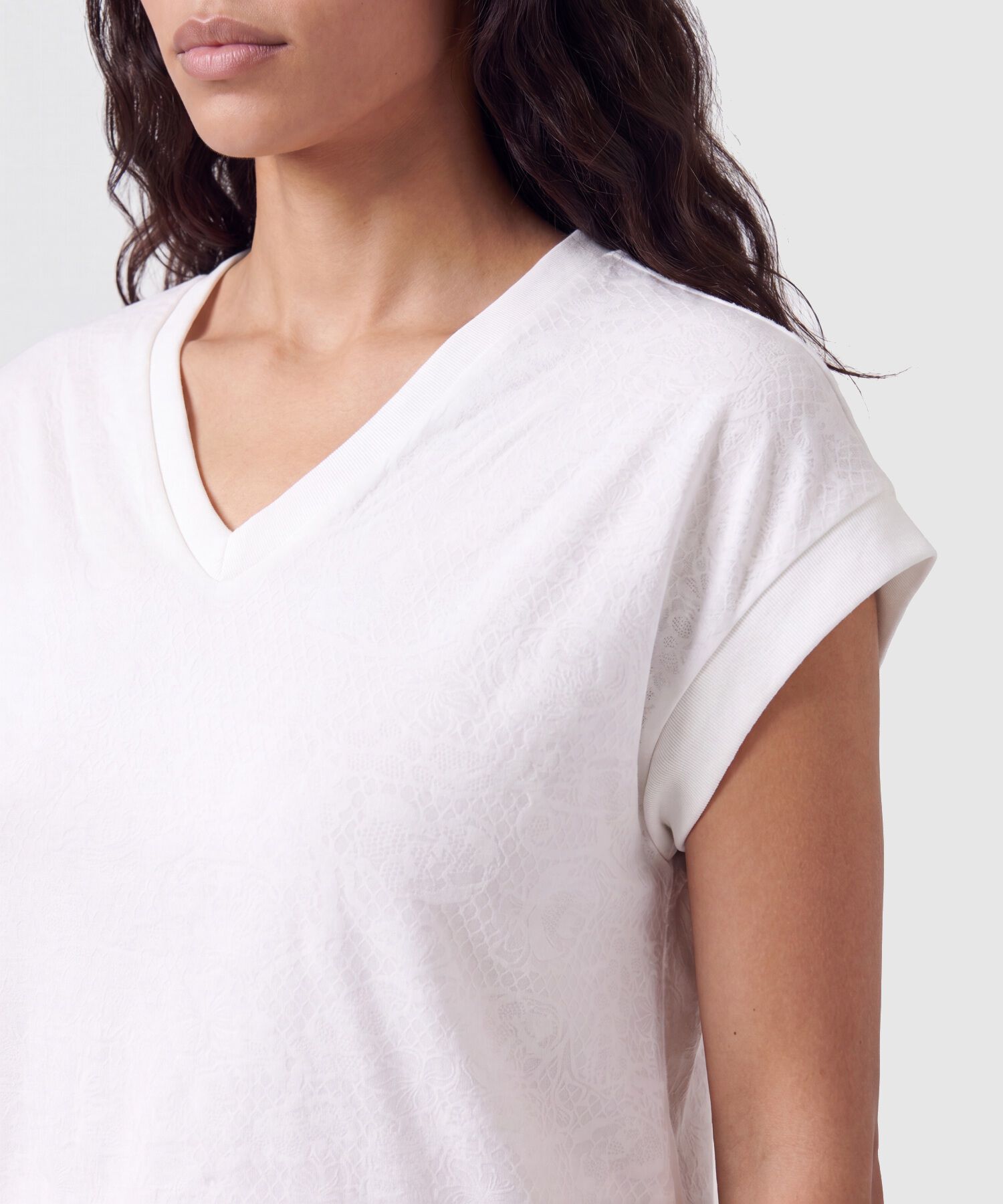 Camiseta Cuello V Manga Corta Mujer