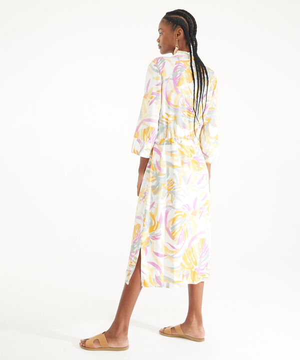Vestido Estampado Midi Manga 3/4