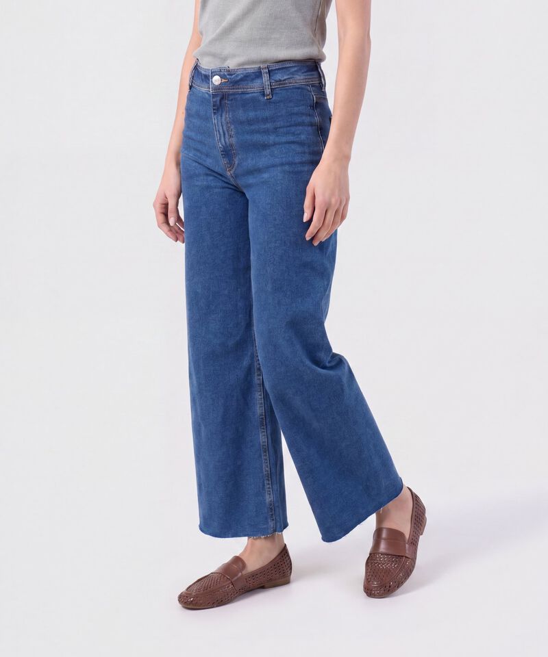 Jeans Corte Culotte de Tiro Alto para Mujer