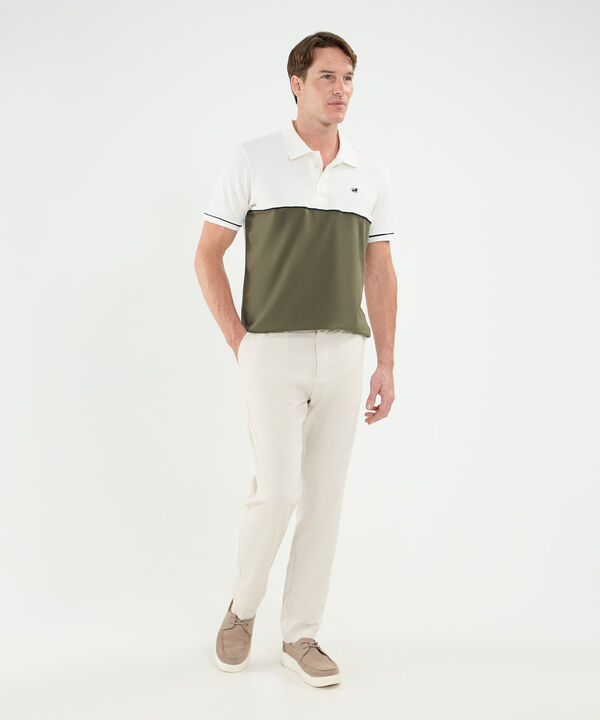 Polo Cuello Tejido Con Bloque De Color Para Hombre image number null