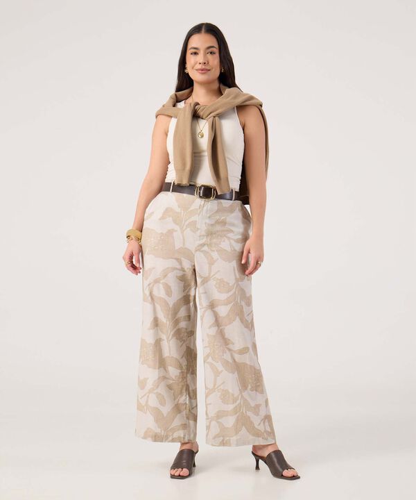 Pantalon Fluido Unicolor Para Mujer image number null