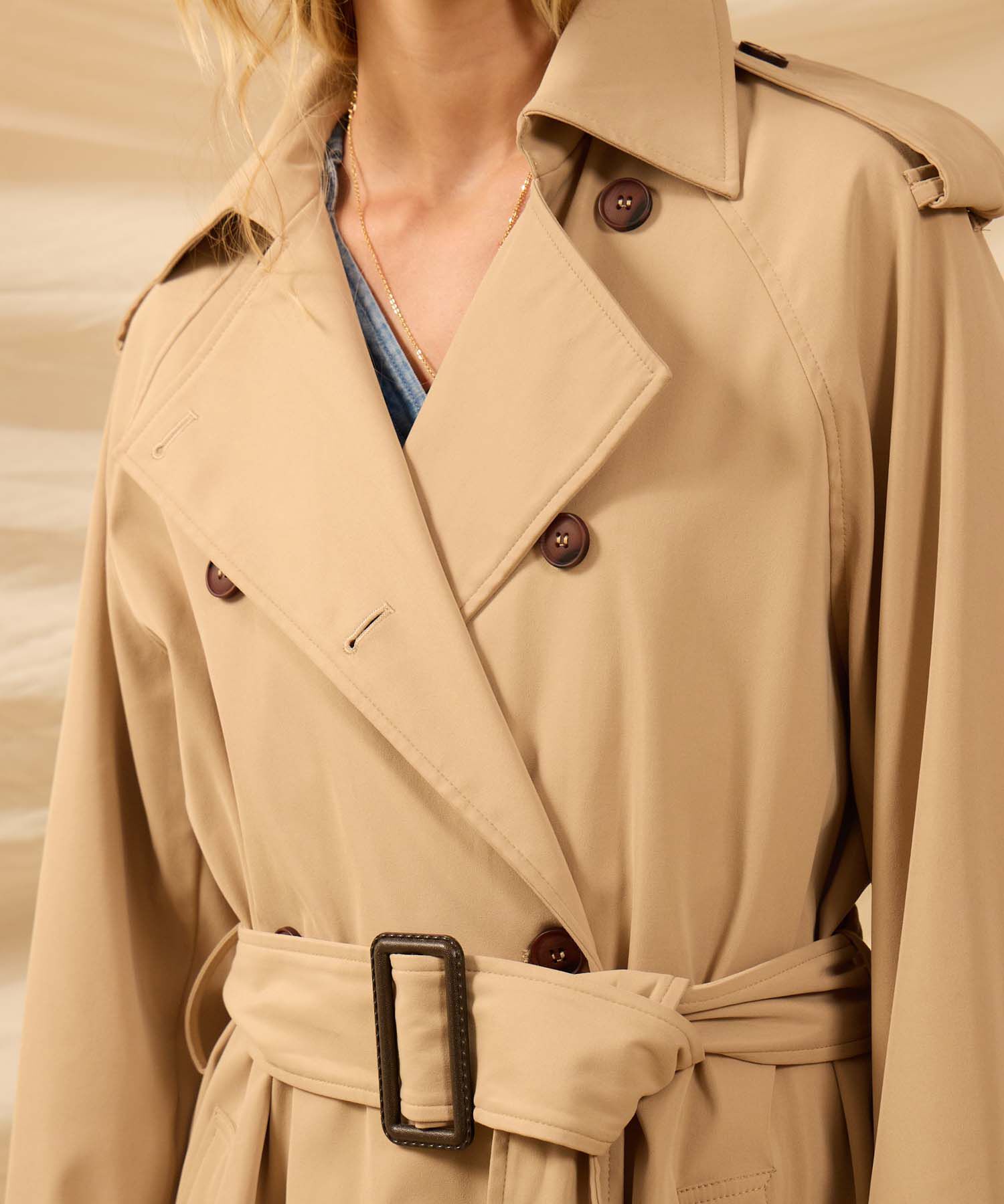 Chaqueta Larga Con Cintur&oacute;n Para Mujer