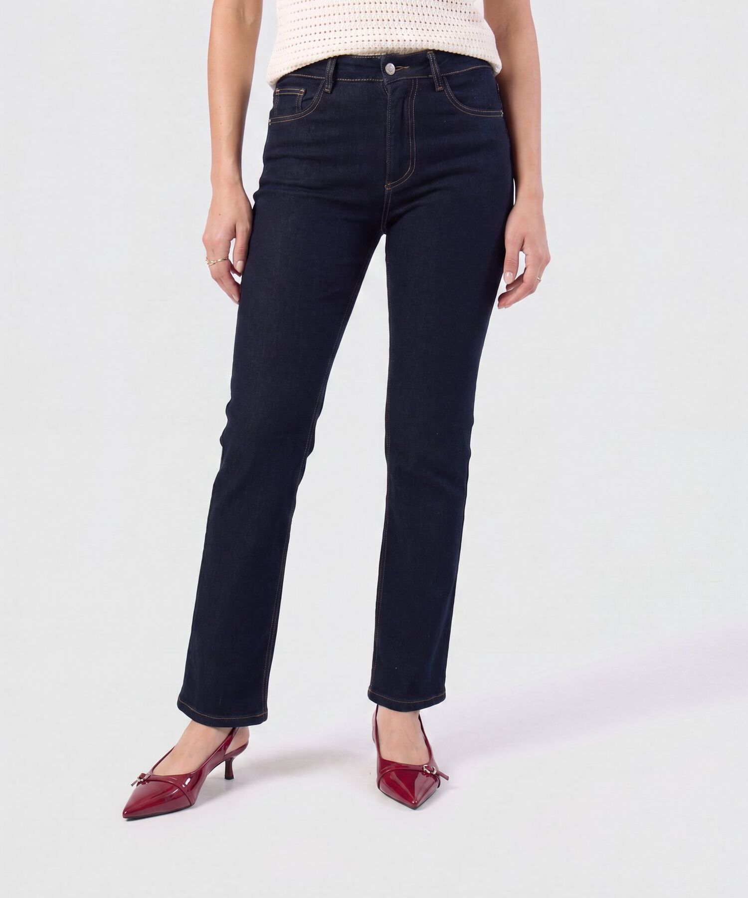 Jean Bota Recta Tiro Alto Para Mujer