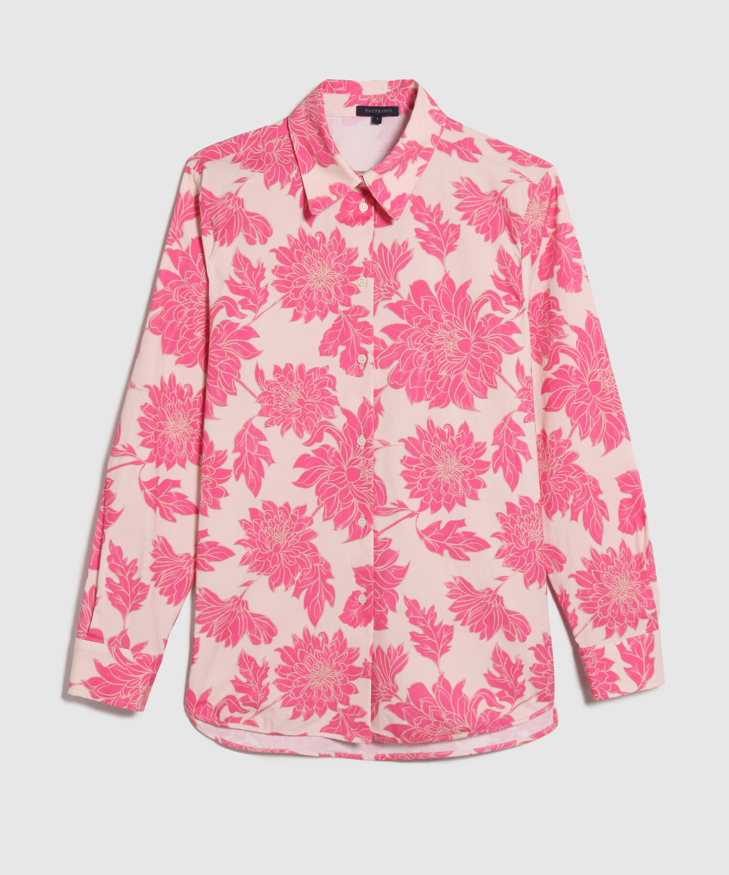 Camisa Estampada En Popelina Manga Larga