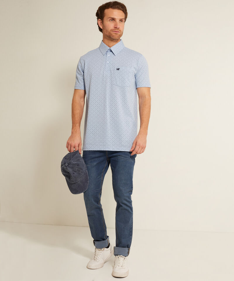 Polo Estampada Cuello Duro , Con Bolsillo