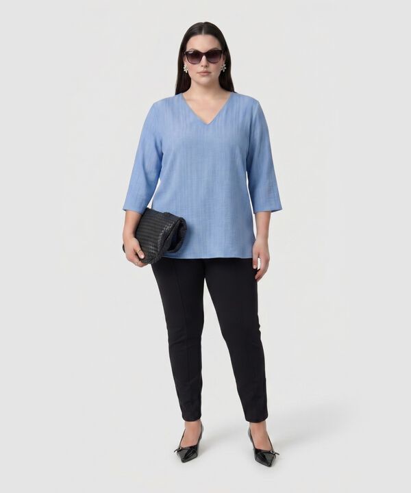 Blusa Con Textura Y Cuello En V Mujer Curvy
