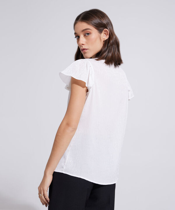 Blusa Manga Corta Unicolor Cuello Corbata