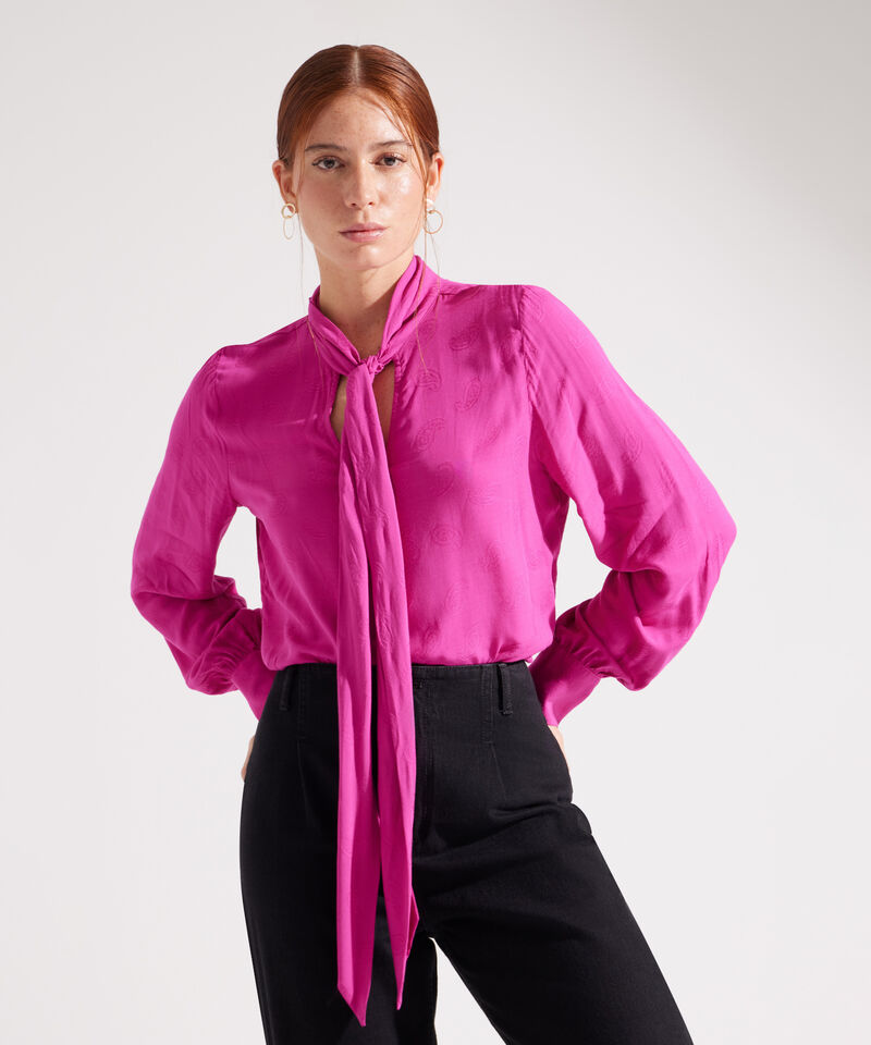 Blusa Corbatera Unicolor  Manga Larga