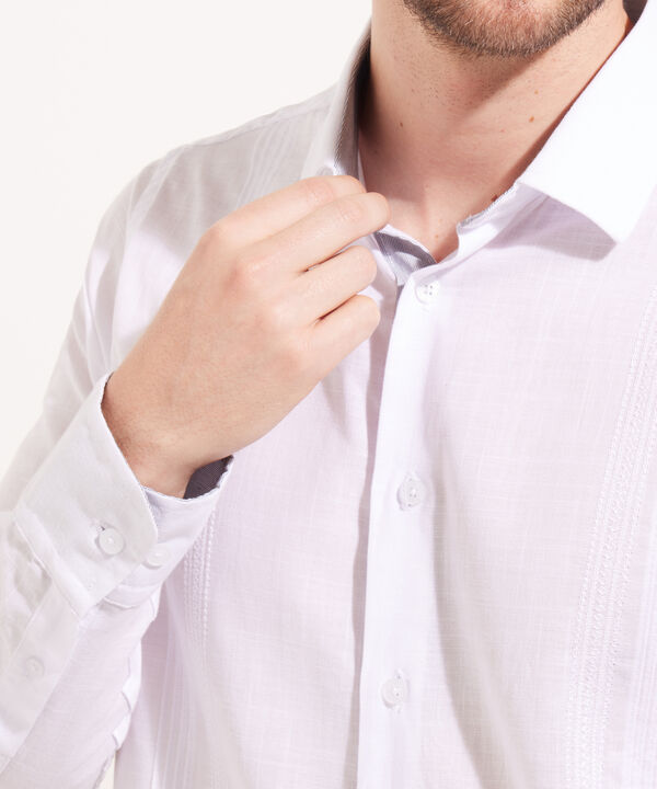 Camisa Guayabera Manga Larga Sin Bolsillos image number null