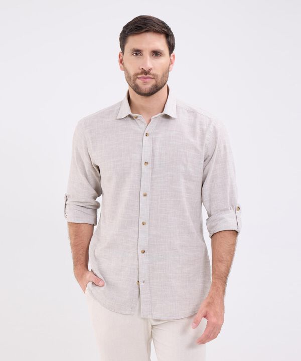 Camisa manga larga unicolor para hombre image number null