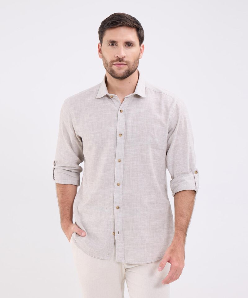 Camisa manga larga unicolor para hombre