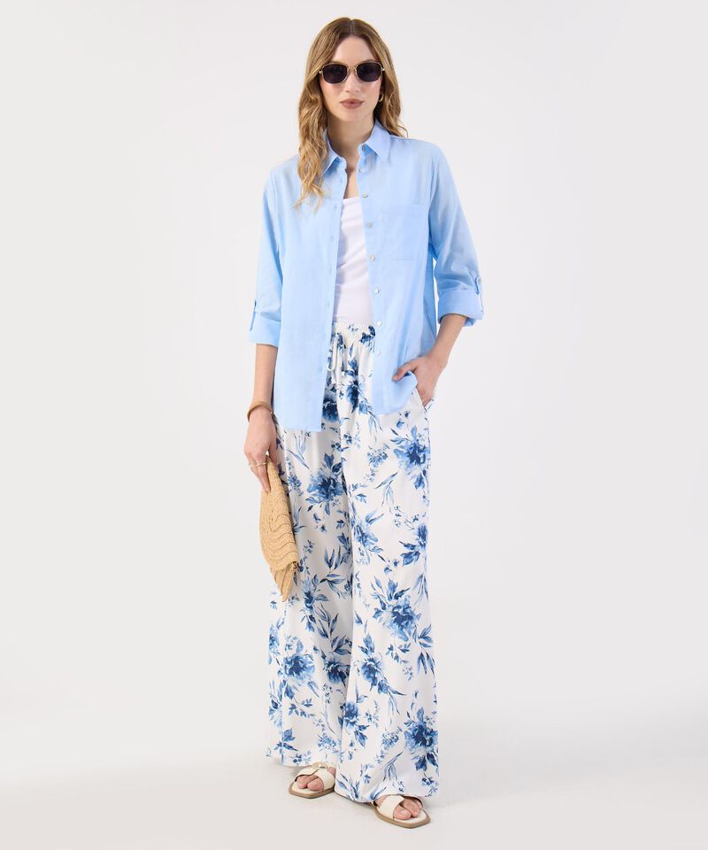 Camisa Dama Azul Claro Manga 3/4 Versátil